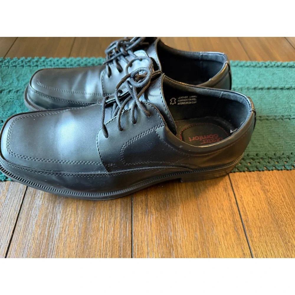 Dexter Comfort Mens Black Leather Square Toe Lace Up Dress Shoes Size 11W